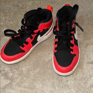 Kids Black and Red High-Top Sneakers